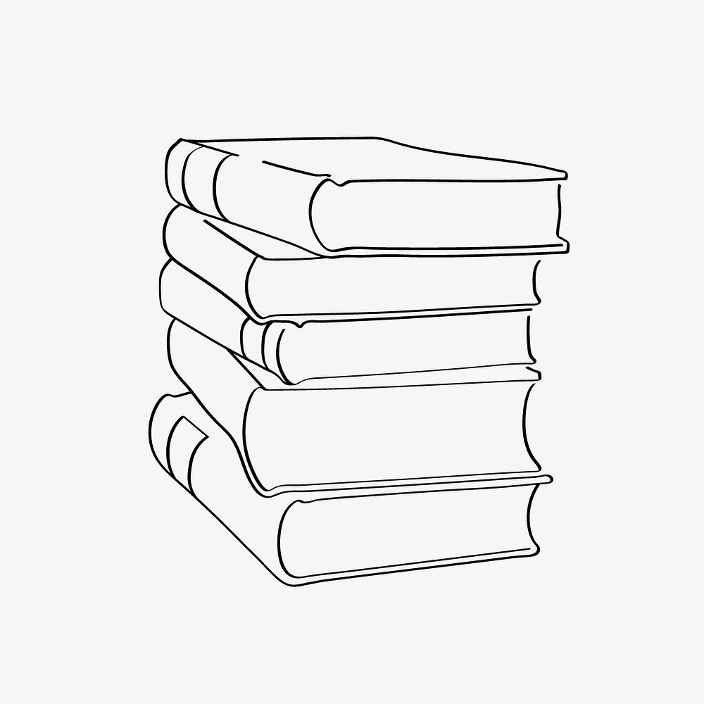 Book stack line art vector