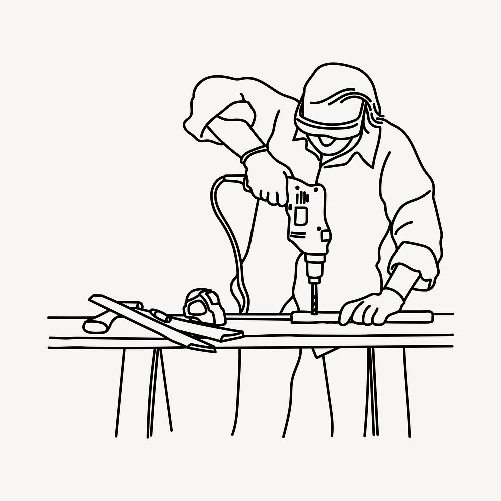 Handyman service line art illustration isolated background