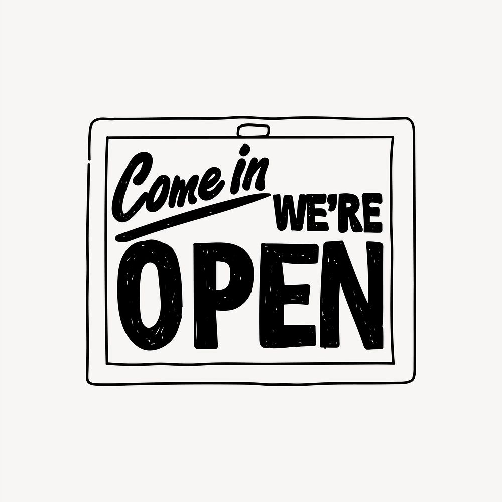 Store open sign line art illustration isolated background