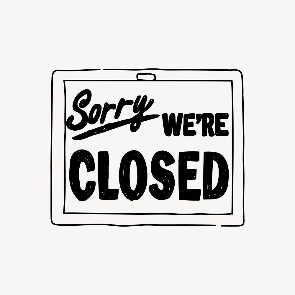 Store closed sign line art illustration isolated background