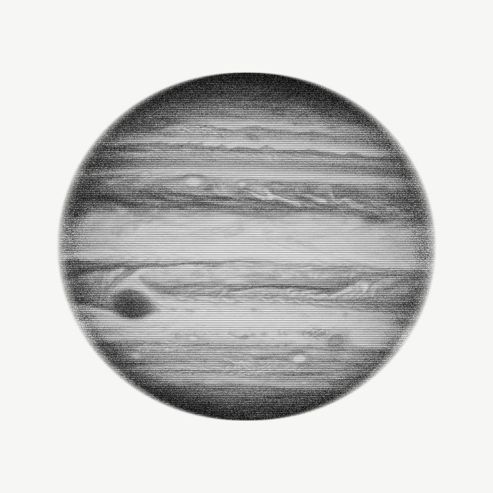 Jupiter planet, grayscale galaxy collage element psd