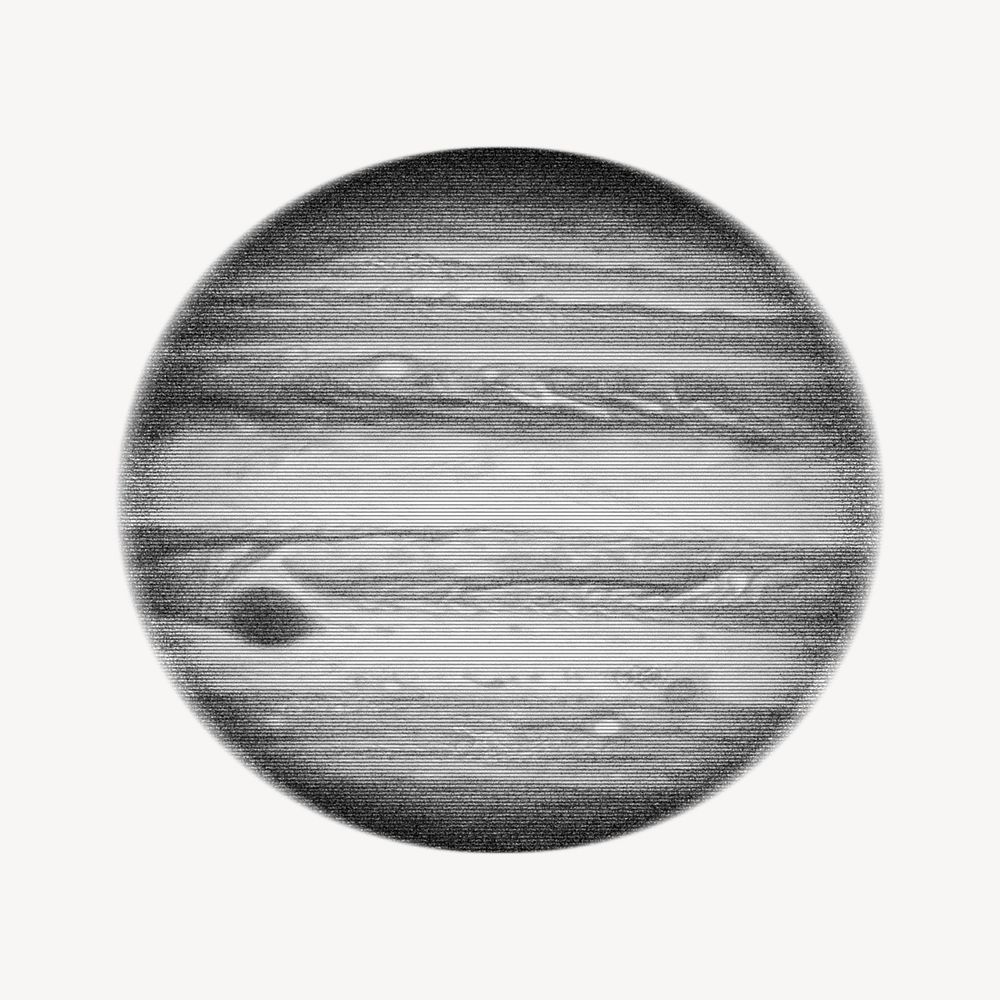 Jupiter planet, grayscale galaxy illustration