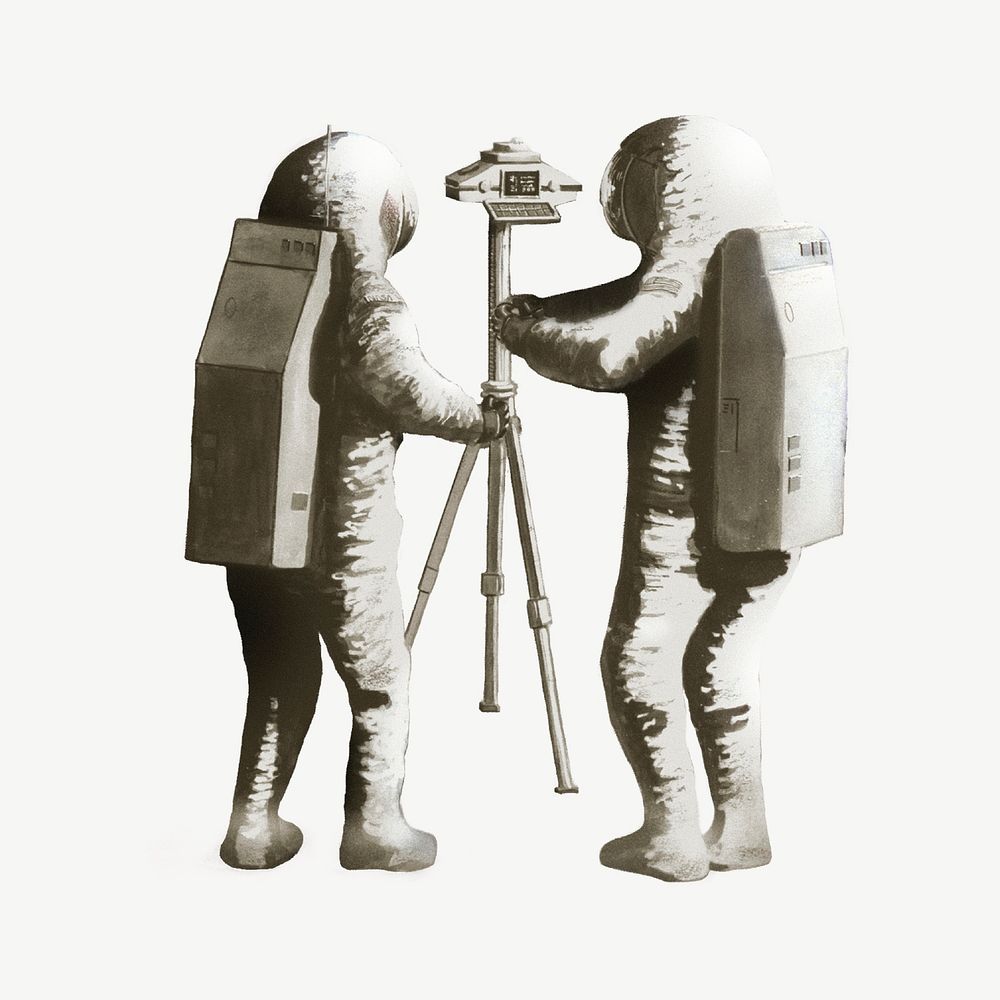 Astronauts taking photo, spaceman collage element psd