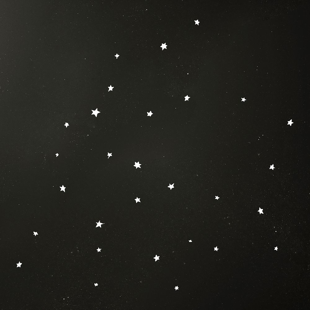 White stars, starry sky collage element psd