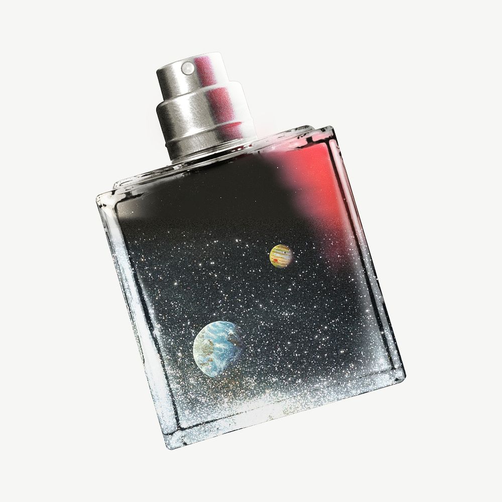 Galaxy perfume bottle, aesthetic beauty remix psd