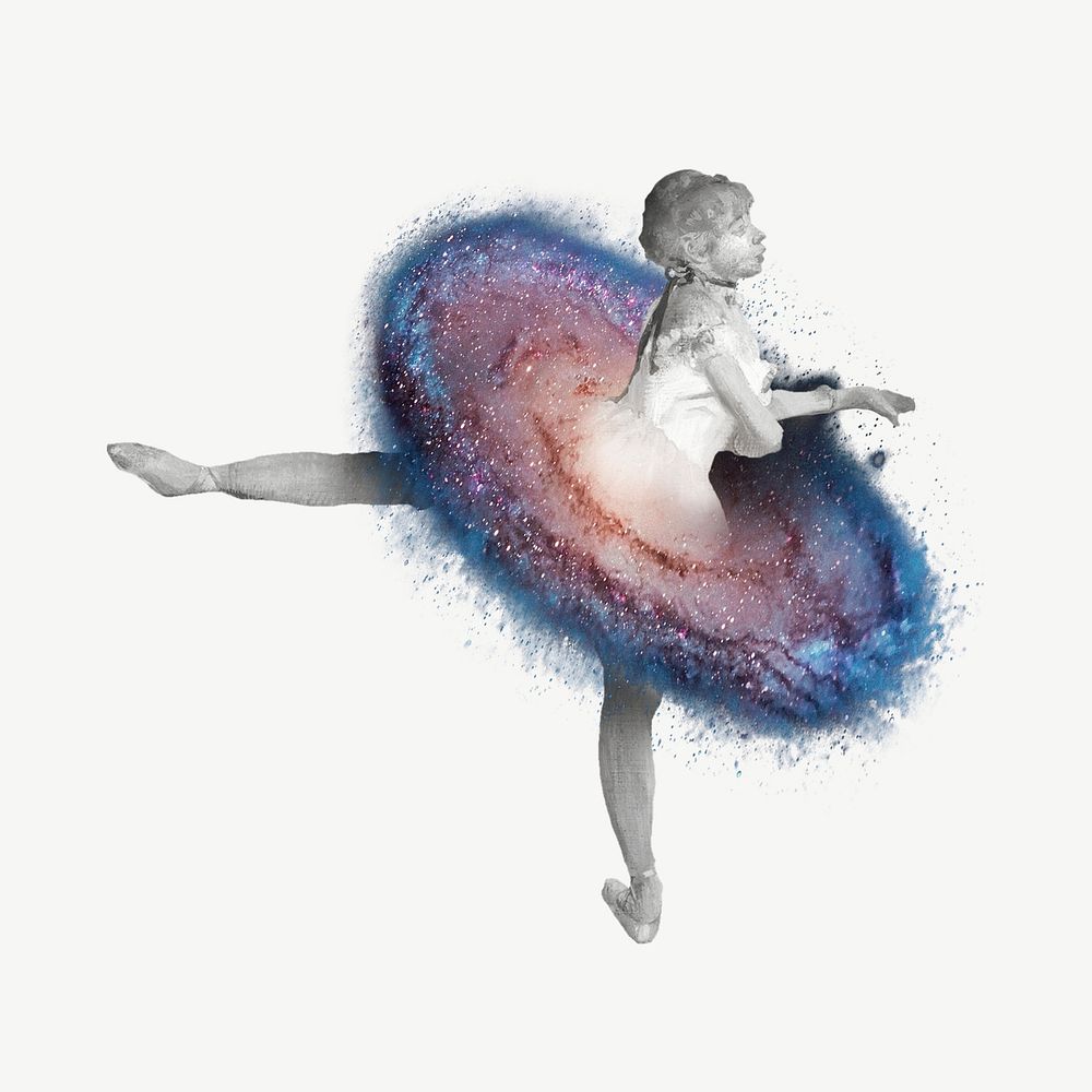 Dancing ballerina, spiral nebula remix psd