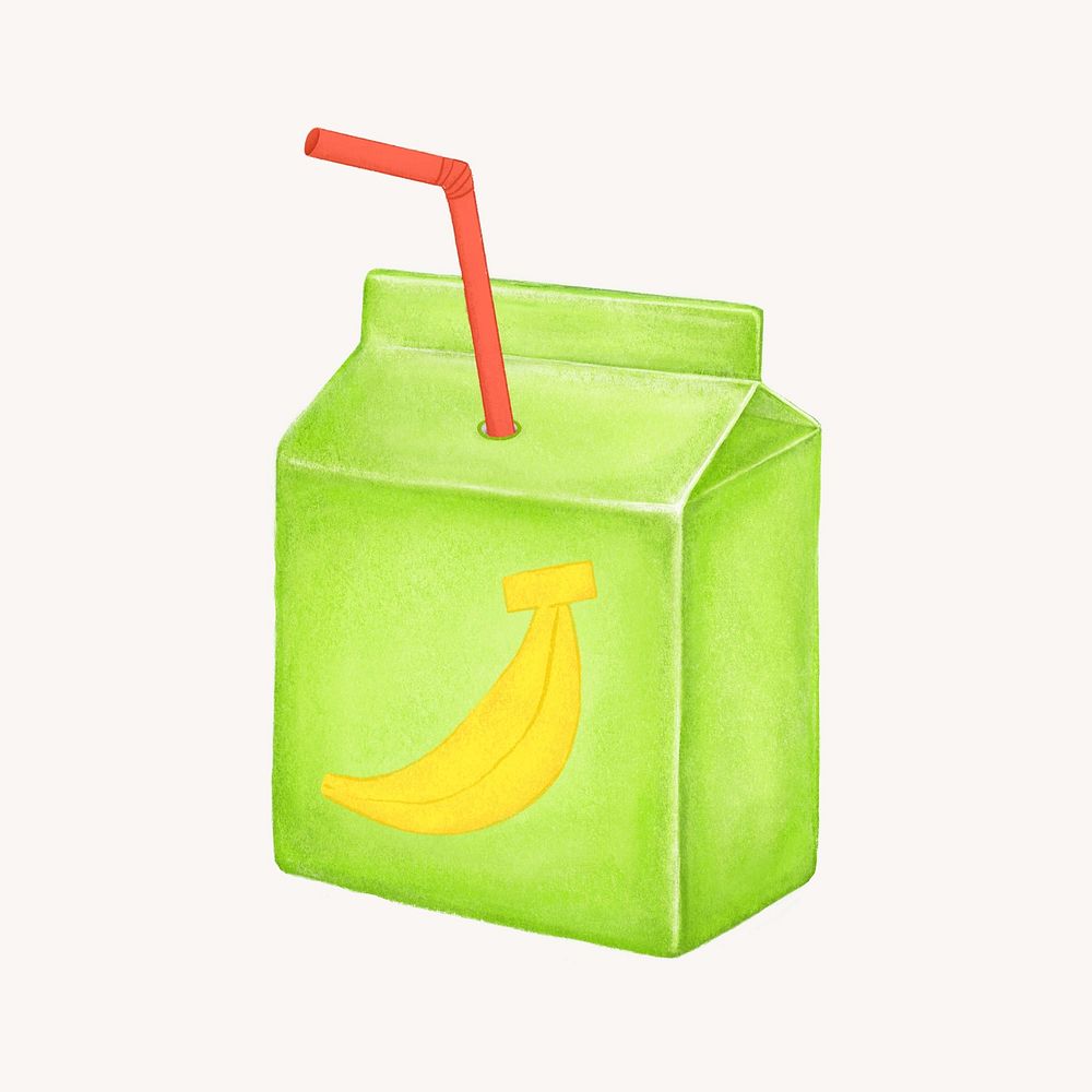 Banana milk box, dairy drink illustration