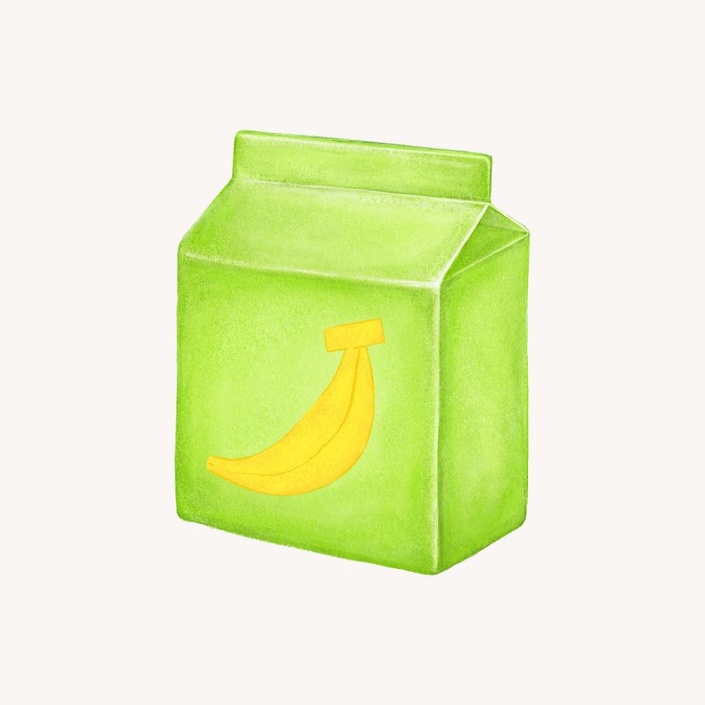 Banana milk box, dairy drink illustration