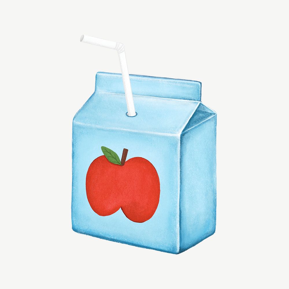 Apple juice box, drink collage element psd 