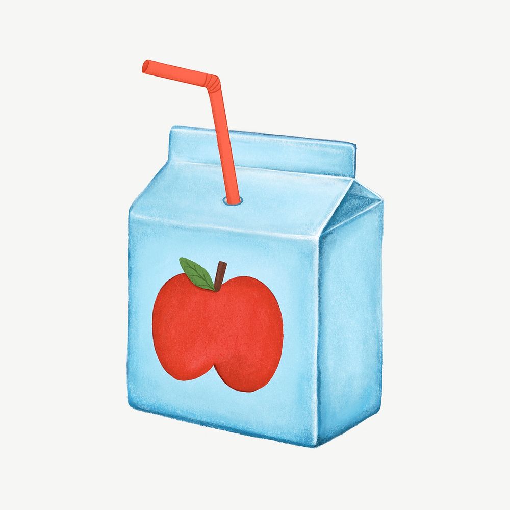 Apple juice box, drink collage element psd 