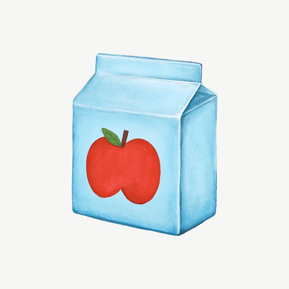 Apple juice box, drink collage element psd 