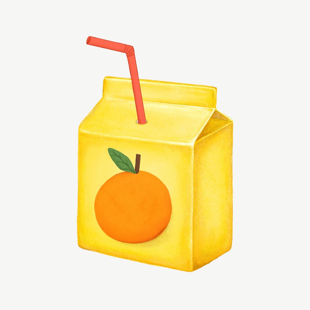 Orange juice box, drink collage element psd 