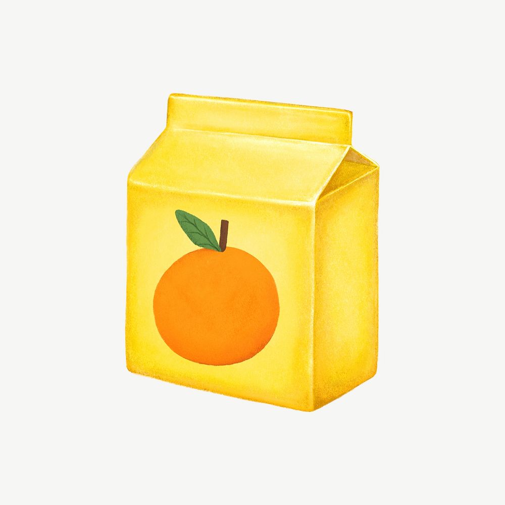 Orange juice box, drink collage element psd 