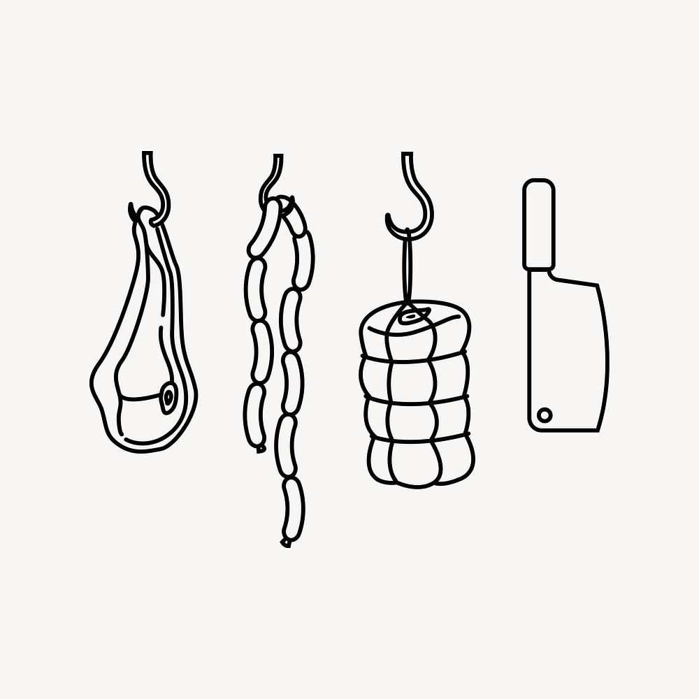 Butcher shop line art vector