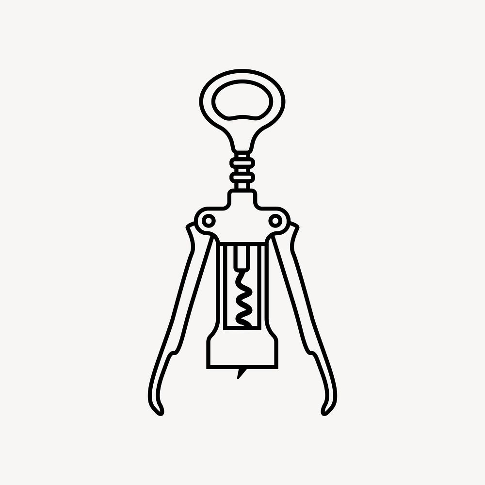 Corkscrew bottle opener line art vector