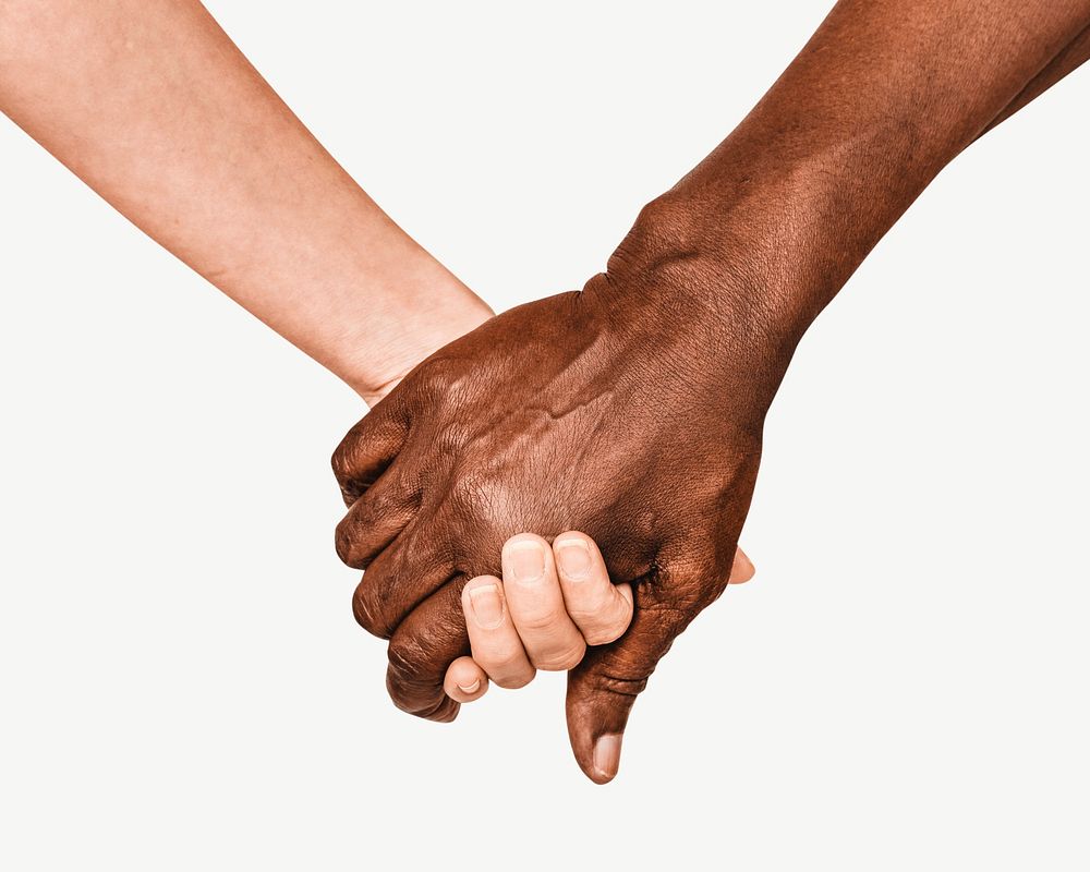Diverse hands holding each other collage element psd.