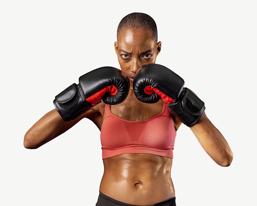 Tough black female boxer psd