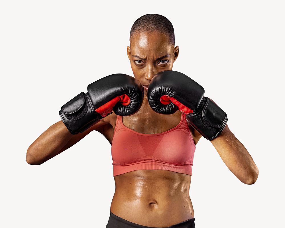 Tough black female boxer