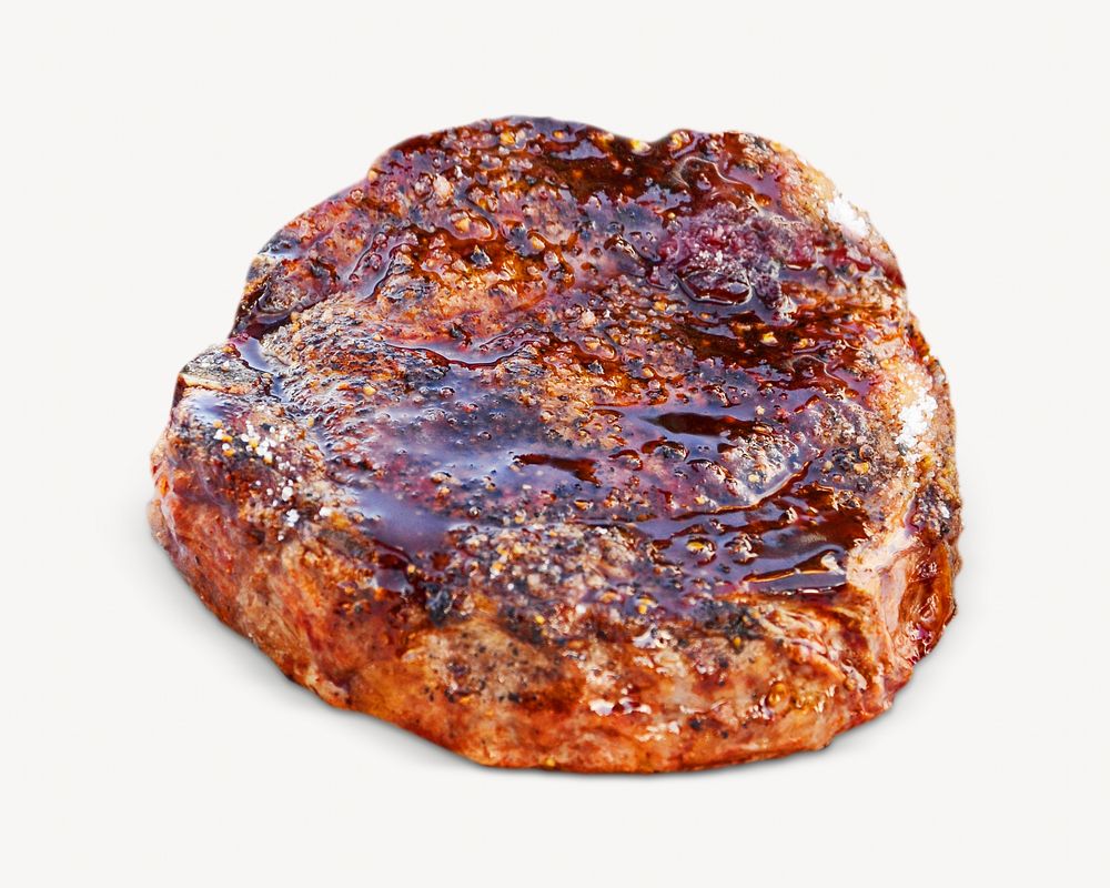 Sauced beef steak isolated image