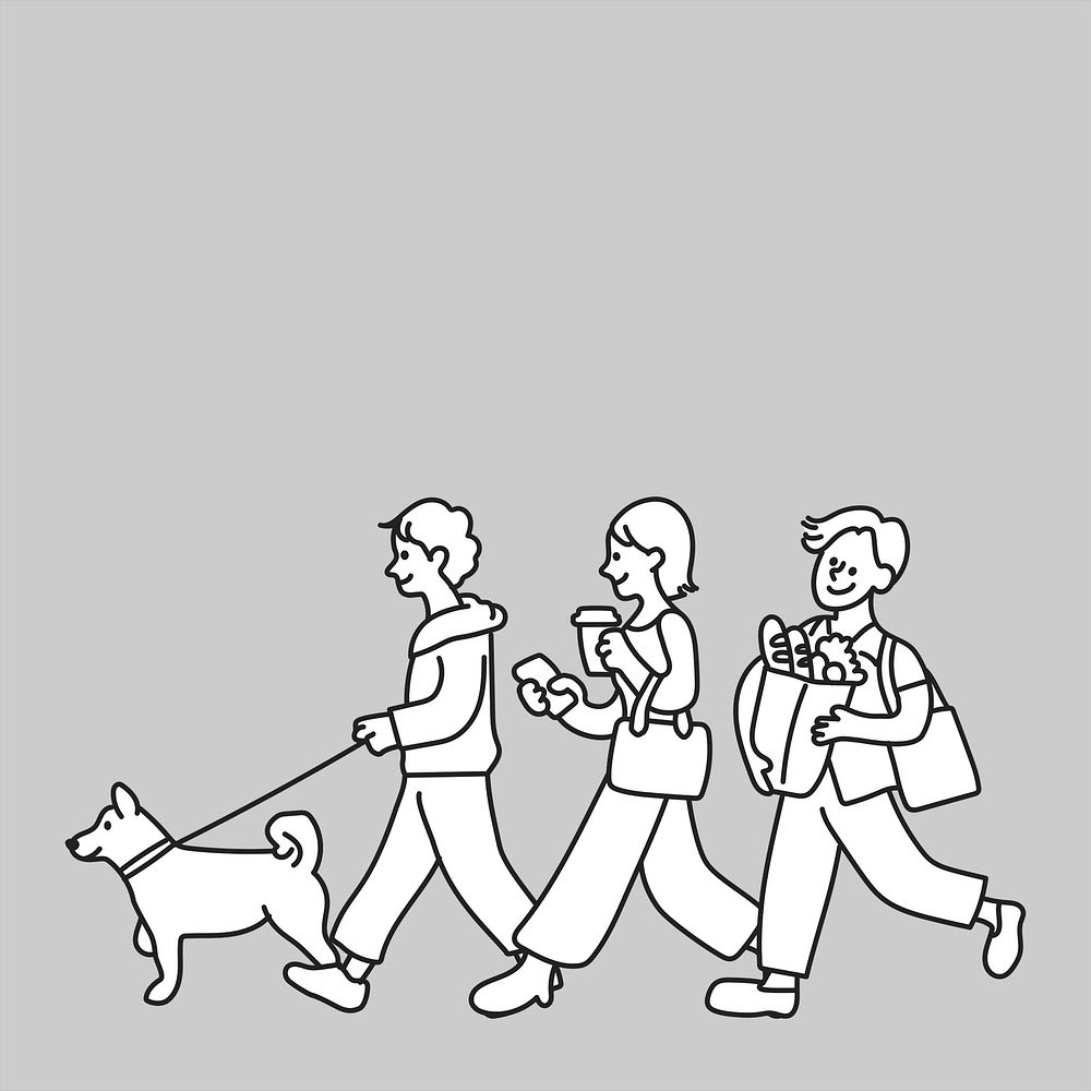 Happy daily routines line art  illustration