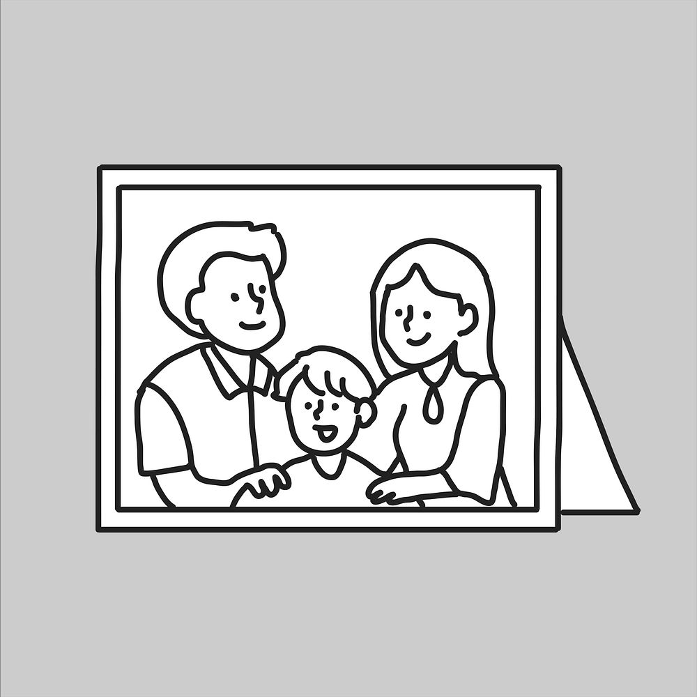 Family photo flat line  illustration