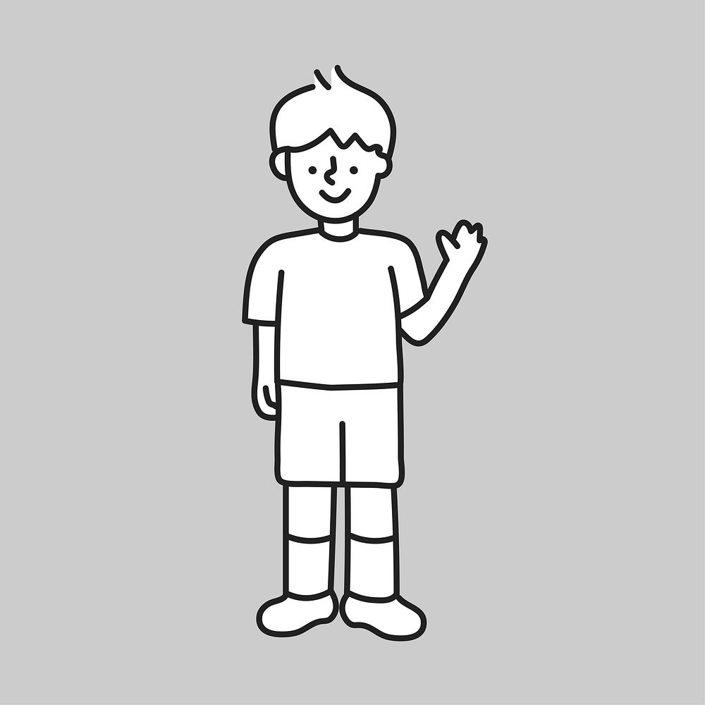 Happy boy line art illustration | Free Photo - rawpixel