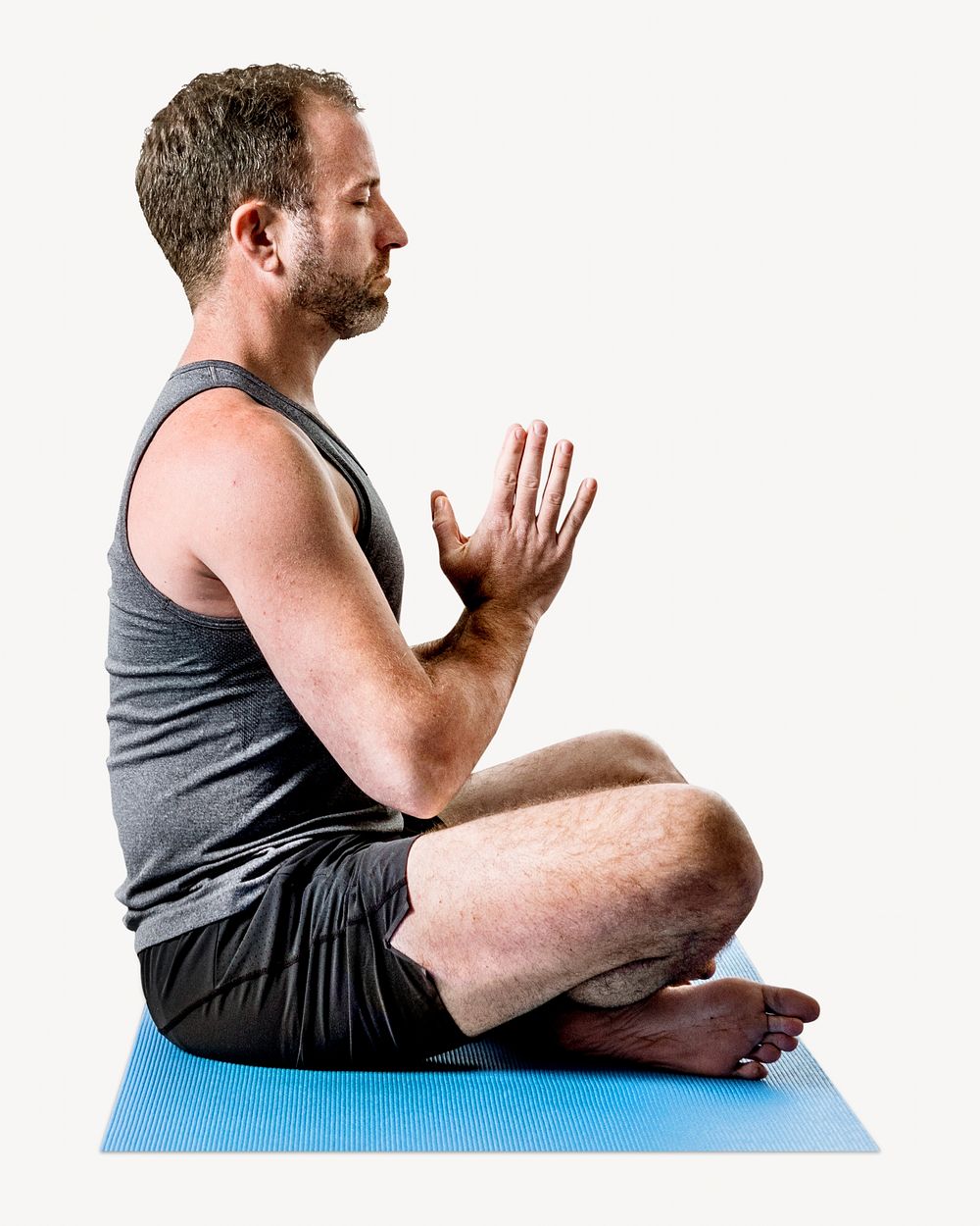 Meditating man isolated image