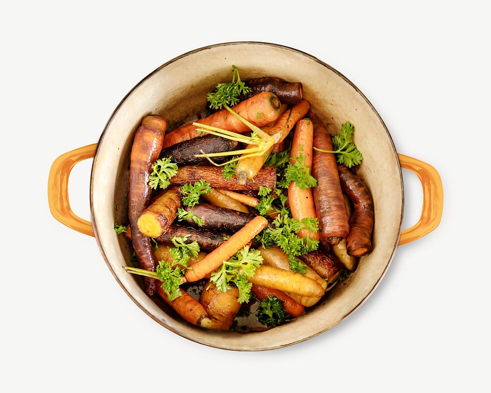 Steamed carrots healthy food psd