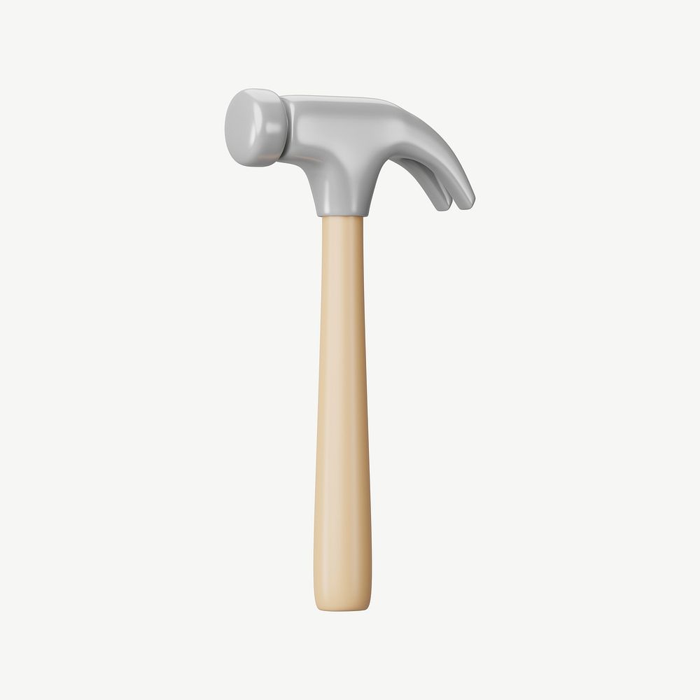 3D hammer tool, collage element psd