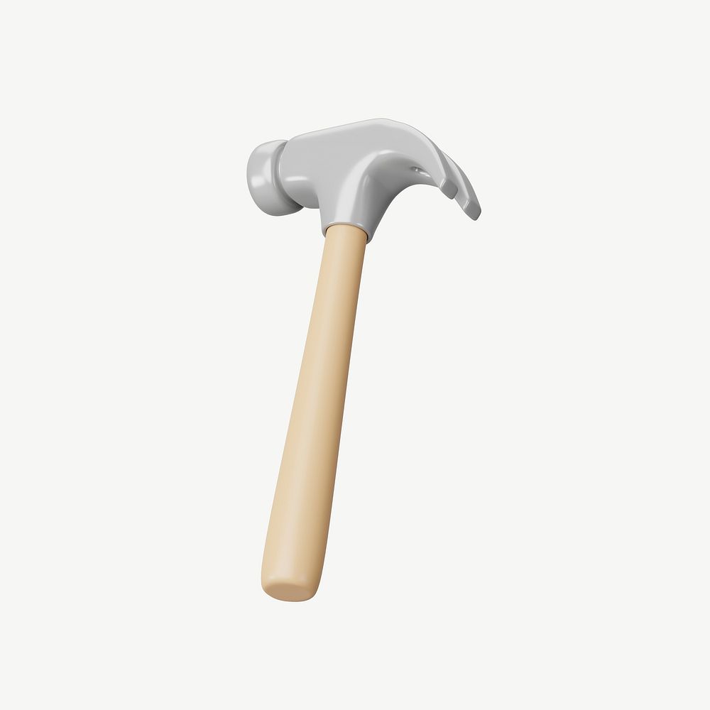 3D hammer tool, collage element psd