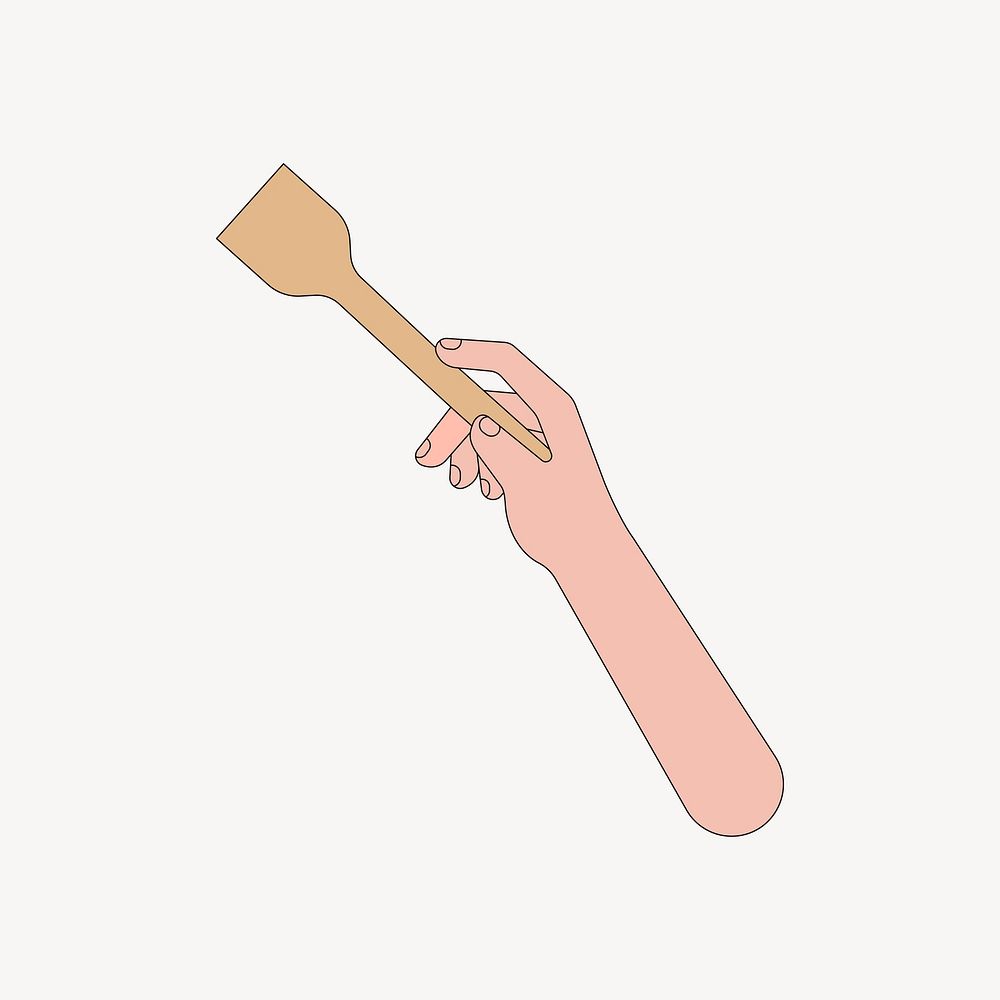 Hand holding spatula illustration collage element vector