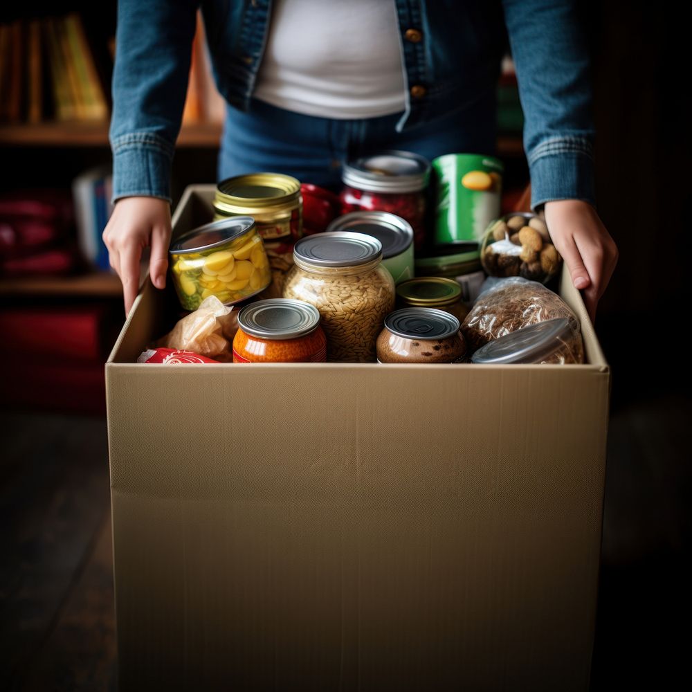 Woman preparing food donation AI generated image