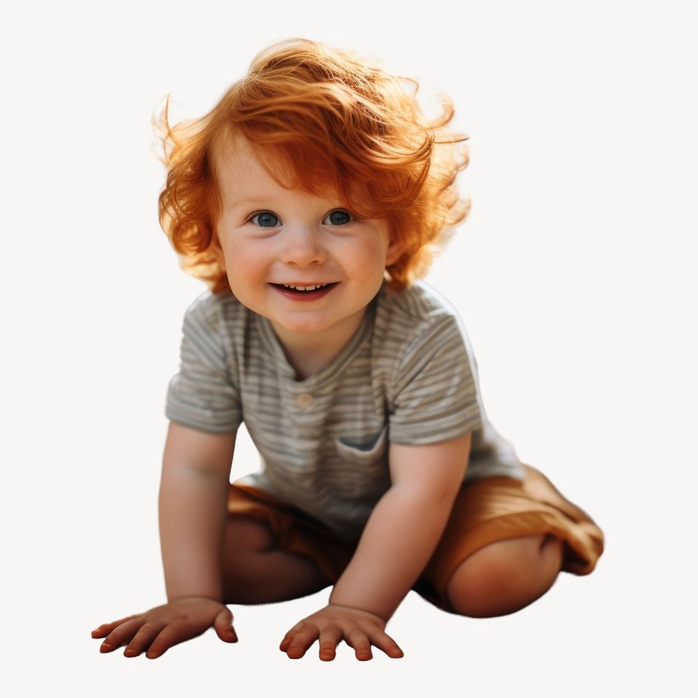Crawling portrait sitting baby. AI generated Image by rawpixel.
