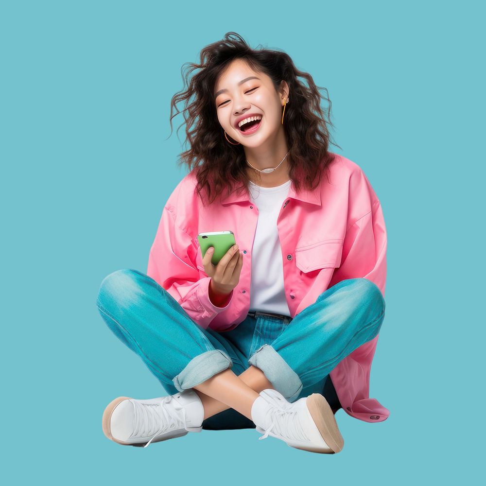 Laughing portrait sitting smile. AI generated Image by rawpixel.