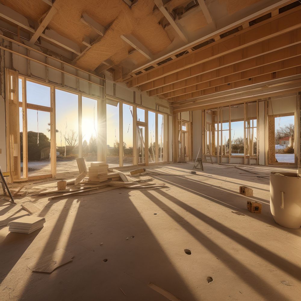 House renovation, morning sunlight