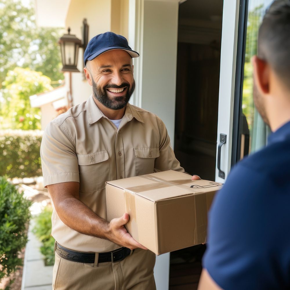 Cheerful delivery man AI generated image