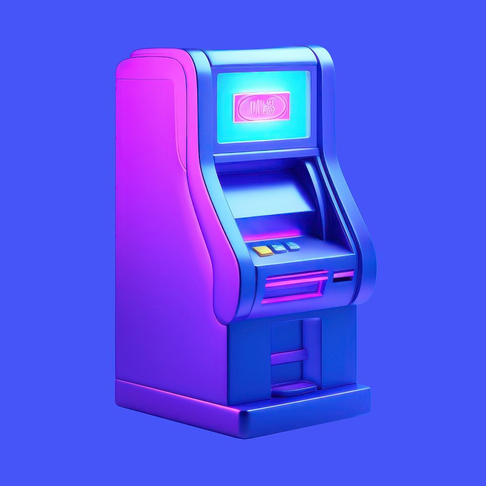 Colorful futuristic ATM machine illustration