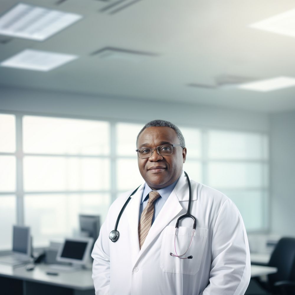 Senior African American male doctor AI generated image