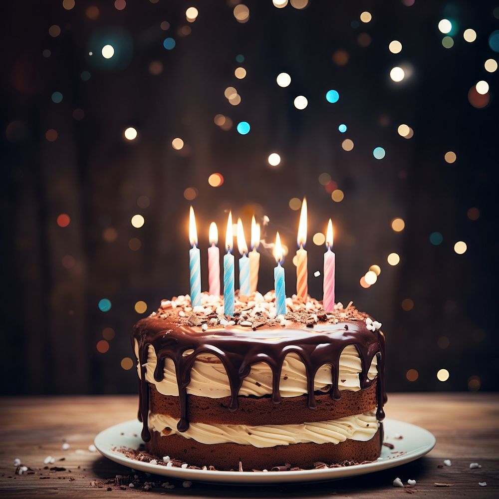 Chocolate birthday cake AI generated image
