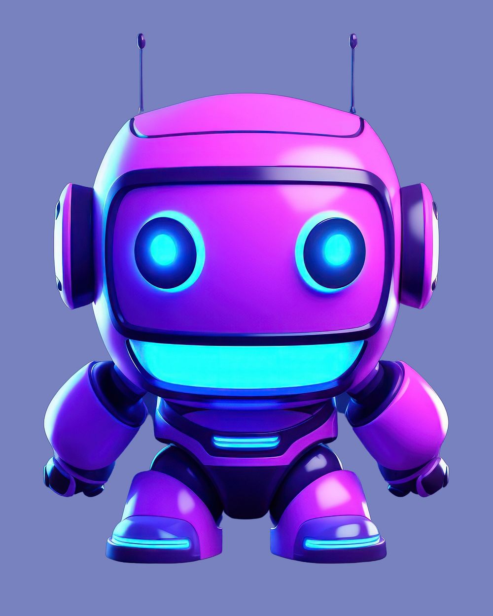 Cute futuristic purple robot illustration