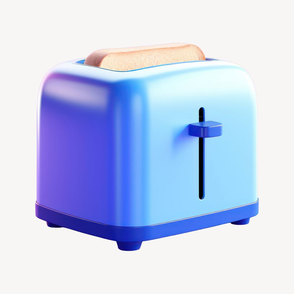 Blue toaster with bread slice