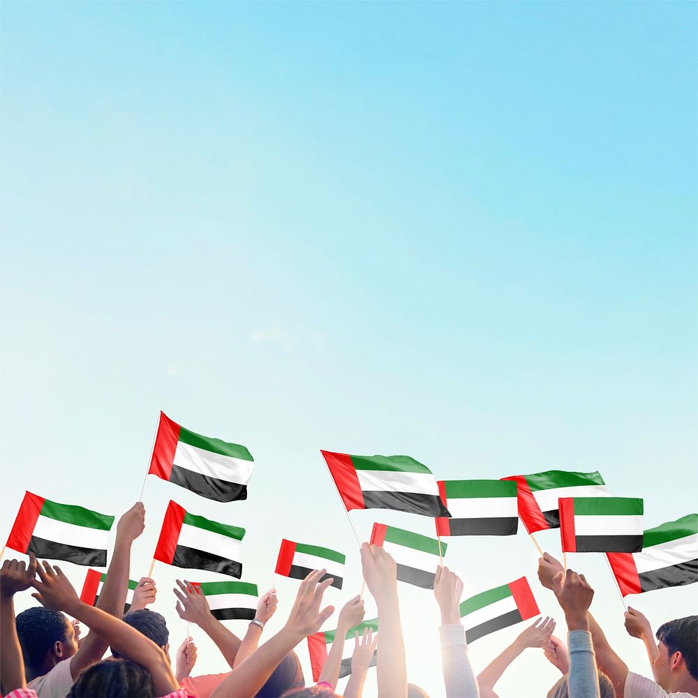 UAE flag blue background