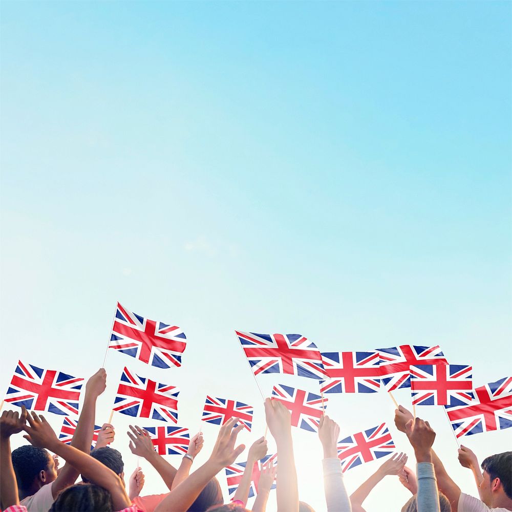 United Kingdom flag blue background