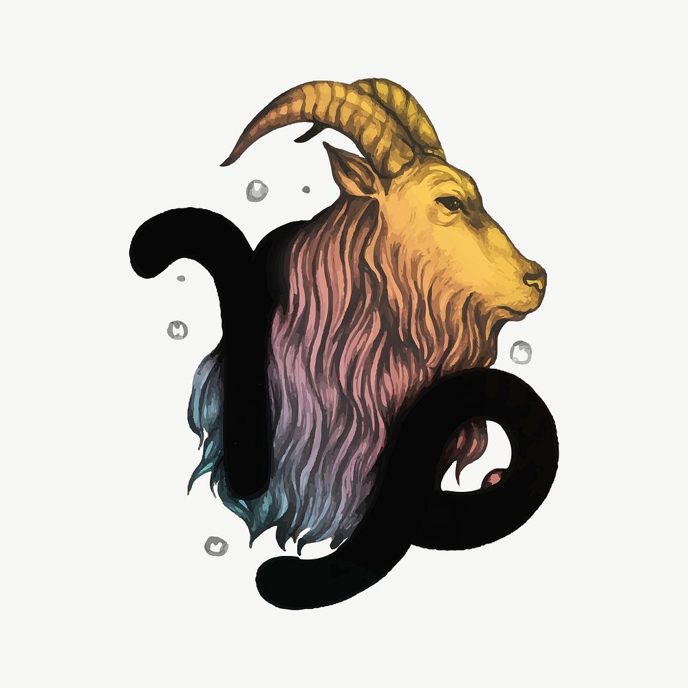 Capricorn goat zodiac sign, astrology symbol psd