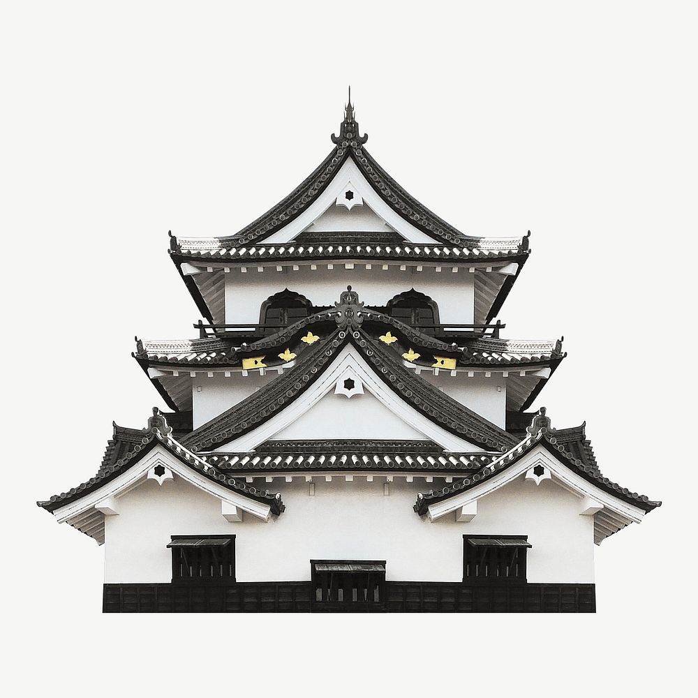 Himeji white castle Japan collage element psd