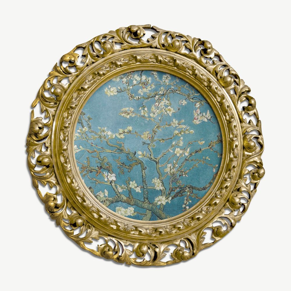Picture frame mockup, Van Gogh's Almond Blossoms painting psd. Remixed by rawpixel.