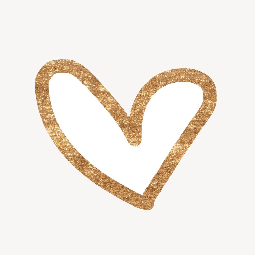 Gold doodle heart element psd
