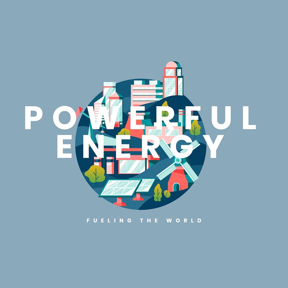 Powerful energy logo illustration, environment & sustainability