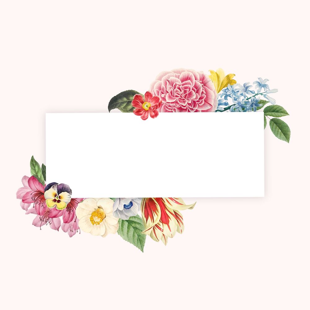 Floral rectangle badge collage element