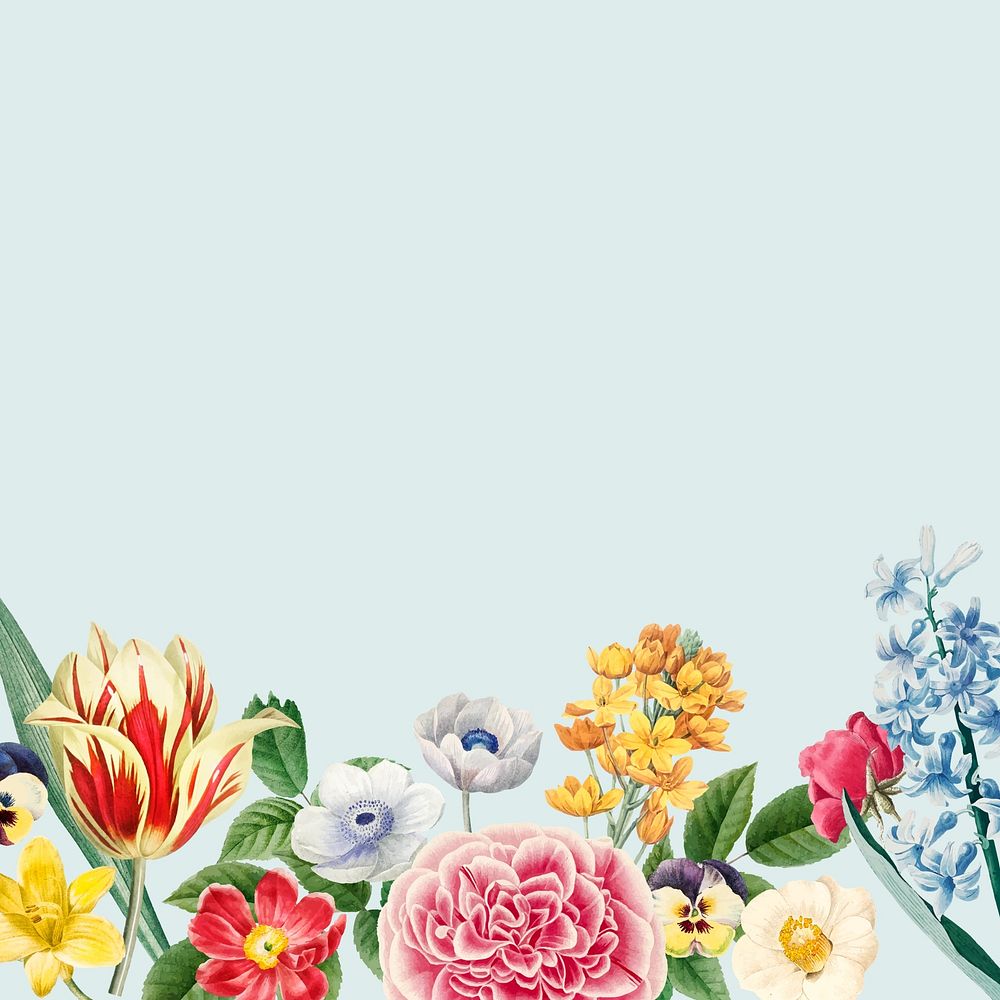 Colorful flower border collage element